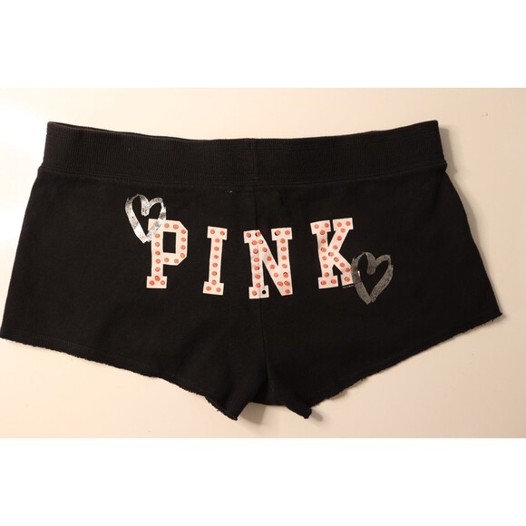Vintage Y2K Victoria Secret Pink Spell Out Micro Lounge Shorts Bling Low Rise M - Picture 1 of 11